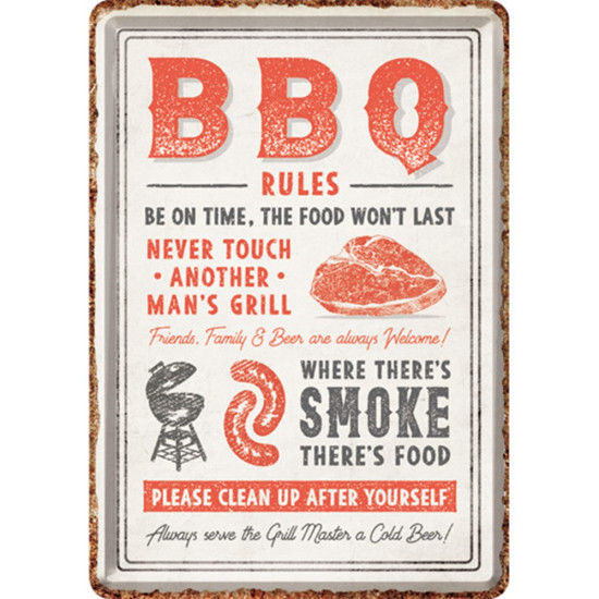 Carte postala metalica BBQ Rules