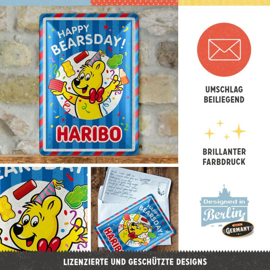 Carte postala metalica HARIBO Happy Bearsday