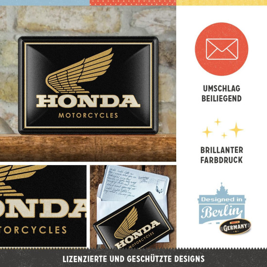 Carte postala metalica Honda MC Motorcycles Gold