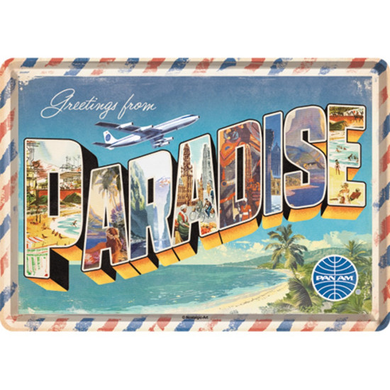 Carte postala metalica Pan Am Paradise