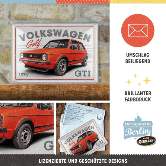 Carte postala metalica VW Golf GTI 1976