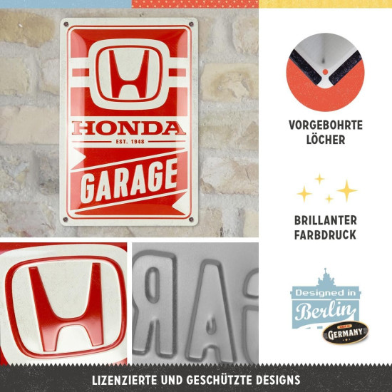 Placa decor metalica 20x30 Honda AM Garage