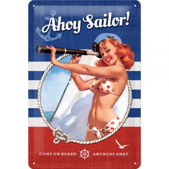 Placa metalica 20x30 Pin Up - Ahoy Sailor!