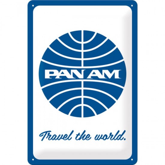 Placa metalica 20x30 Pan Am - Travel the world