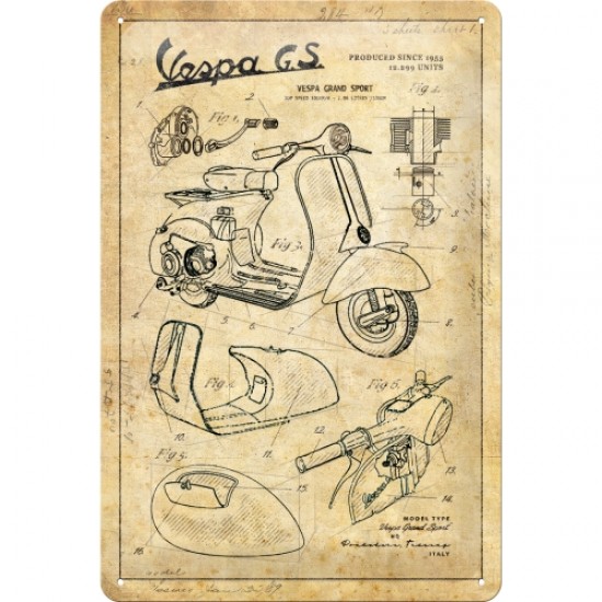 Placa metalica 20x30 Vespa - Parts Sketches