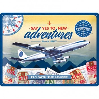 Placa metalica 30x40 Pan Am - New Adventures