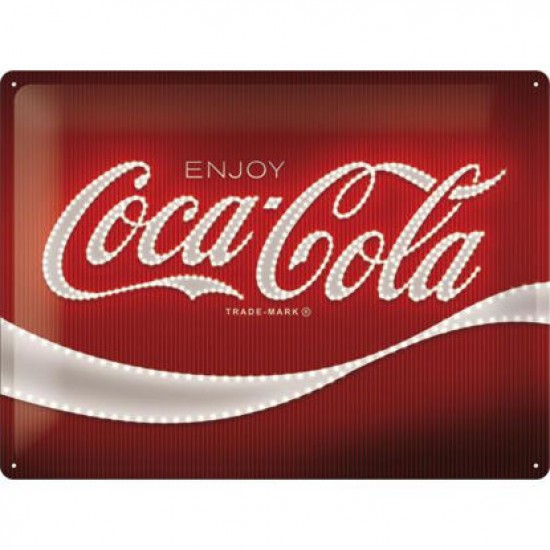 Placa metalica 30x40 Coca-Cola - Logo Red Lights