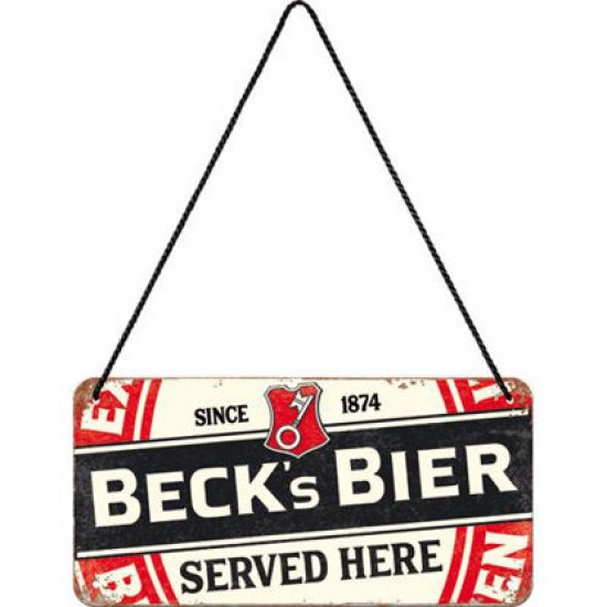 Placa metalica 10x20 Becks - Served Here Label