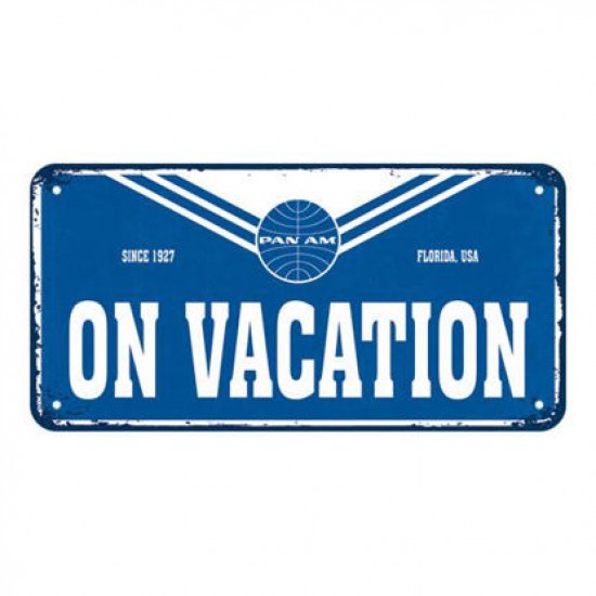 Placa metalica 10x20 Pan Am - On Vacation