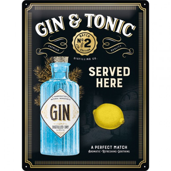 Placa metalica 30X40 Gin & Tonic Served Here 