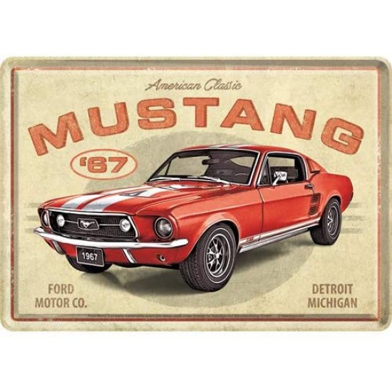 Placa metalica Ford Mustang GT1967 - 10x14cm