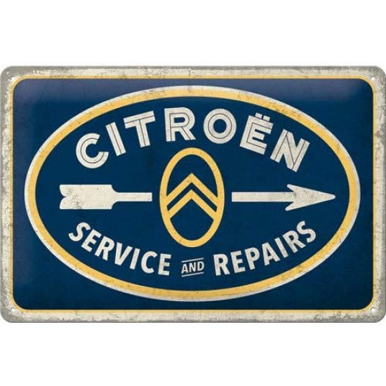 Placa metalica Citroen - Service & Repairs 20x30cm