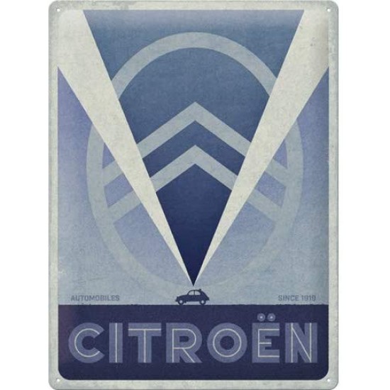 Placa metalica Citroen - 2CV Logo Blue 30x40cm