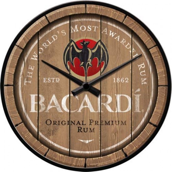 Ceas de perete - Bacardi - Wood Barrel Logo