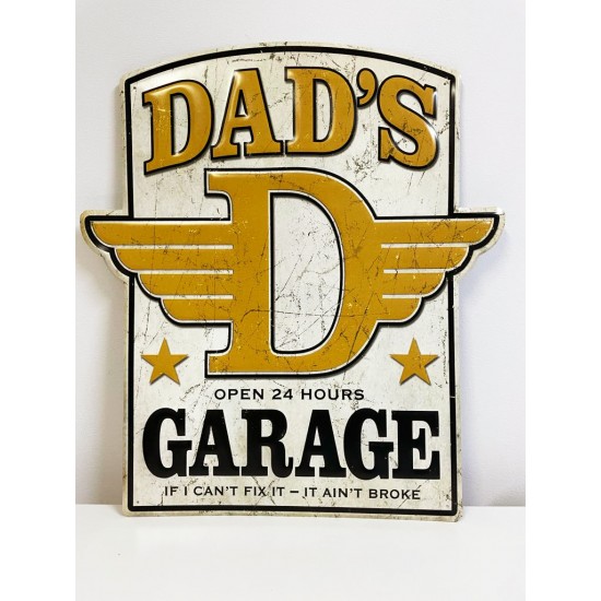 Placa metalica Dad's Garage 58x52 cm