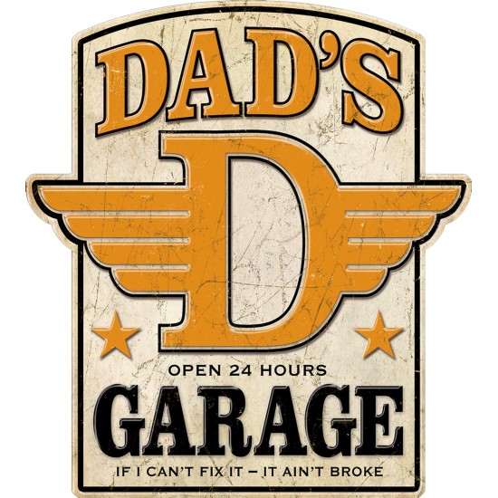 Placa metalica Dad's Garage 58x52 cm