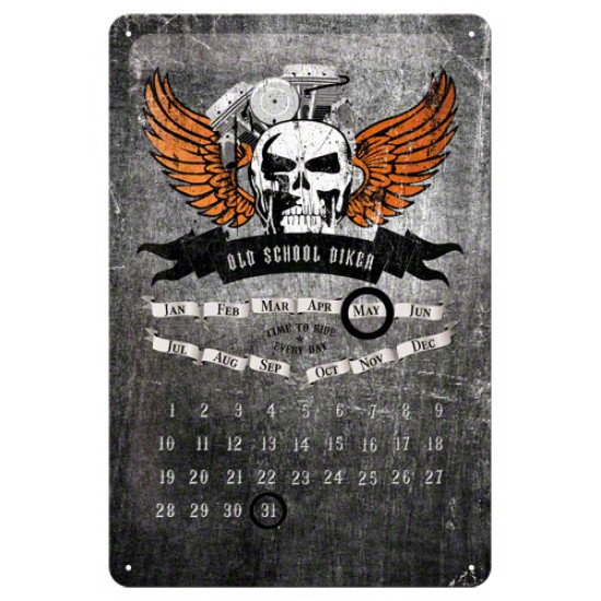 Calendar metalic - Old School Biker 20x30 cm