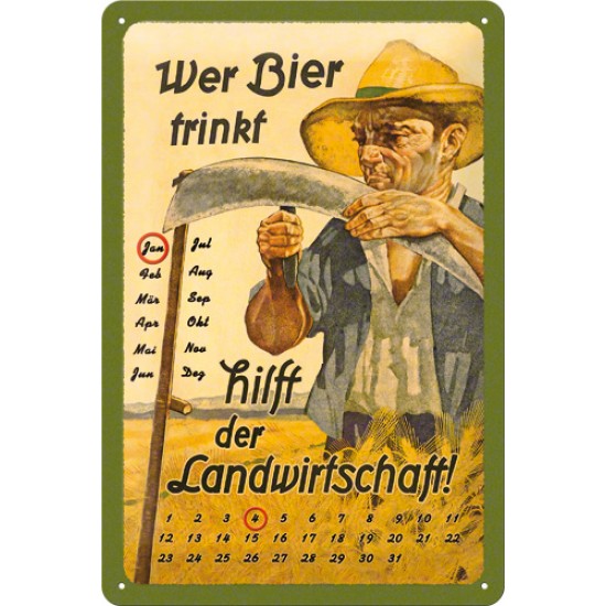 Calendar metalic - Beer 20x30 cm