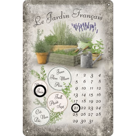 Calendar metalic - Le Jardin Francais 20x30 cm