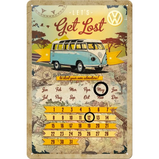 Calendar metalic - VW Bulli - Get Lost 20x30 cm