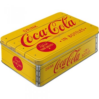 Cutie de depozitare metalica - Coca Cola - Yellow Logo