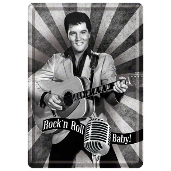 Placa metalica - Elvis Presley Rock'n Roll - 10x14 cm