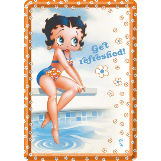 Placa metalica - Betty Boop - Get Refreshed - 10x14 cm