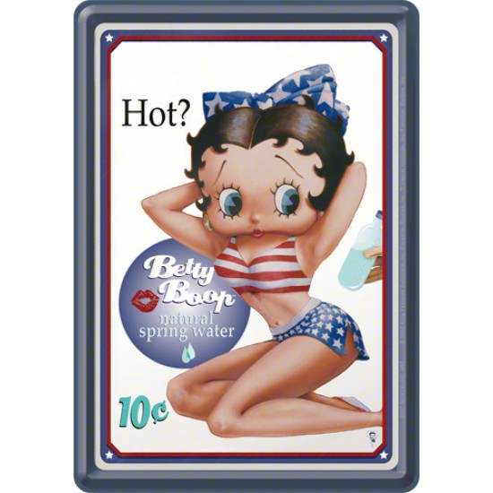 Placa metalica - Betty Boop - Hot - 10x14 cm