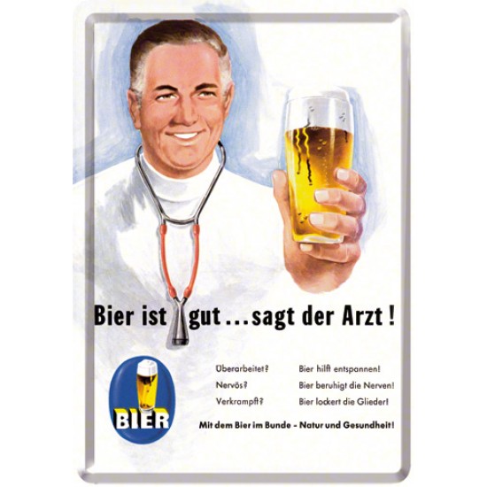 Placa metalica - Bier - Doctor - 10x14 cm