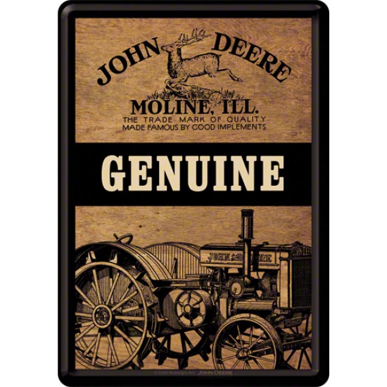 Placa metalica - John Deere Genuine - 10x14 cm