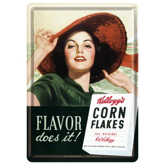 Placa metalica - Kellogg's - Flavor does it! - 10x14 cm