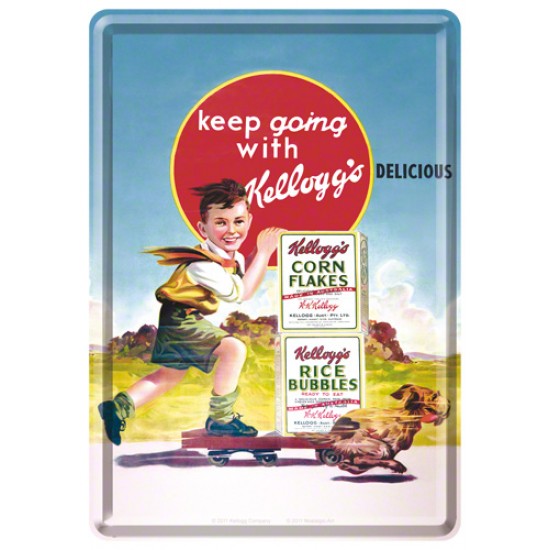 Placa metalica - Kellogg's - Keep Going - 10x14 cm