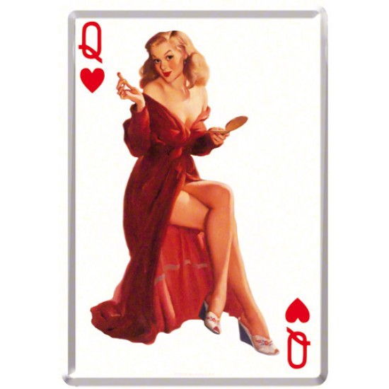 Placa metalica - Pin Up - Queen of Hearts - 10x14 cm