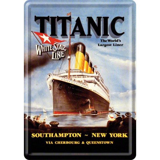 Placa metalica - Titanic - White Star Line - 10x14 cm