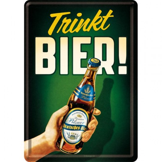 Placa metalica - Trinkt Bier! - 10x14 cm