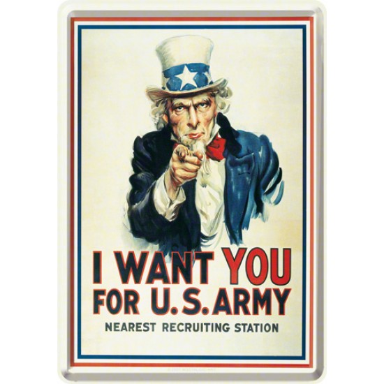 Placa metalica - Uncle Sam - US Army - 10x14 cm