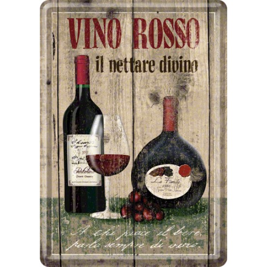 Placa metalica - Vino Rosso - 10x14 cm