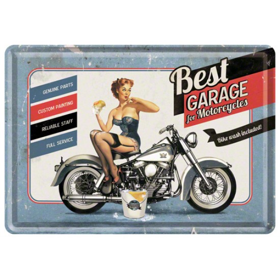 Placa metalica - Best Garage - Blue - 10x14 cm