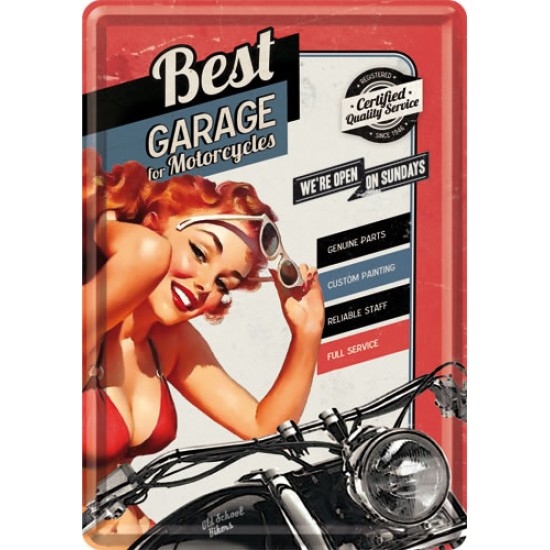 Placa metalica - Best Garage - Red - 10x14 cm - 10x14 cm