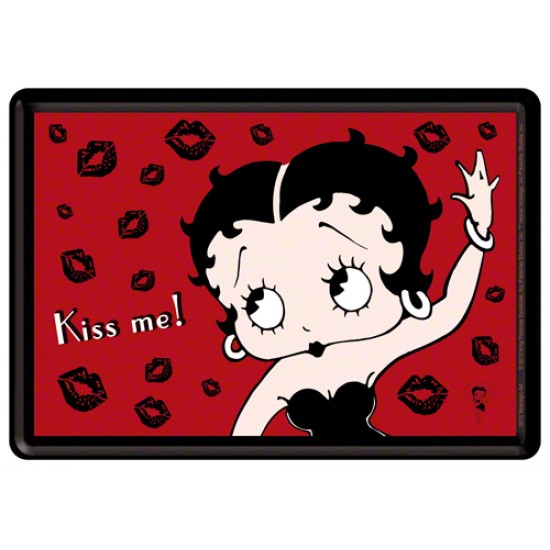 Placa metalica - Betty Boop - Kiss Me! - 10x14 cm