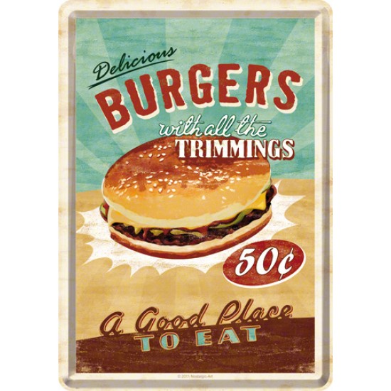 Placa metalica - Burgers - 10x14 cm