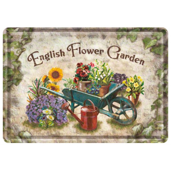 Placa metalica - English Flower Garden - 10x14 cm