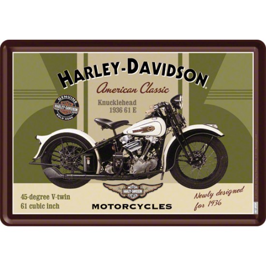 Placa metalica - Harley Davidson Knucklehead - 10x14 cm