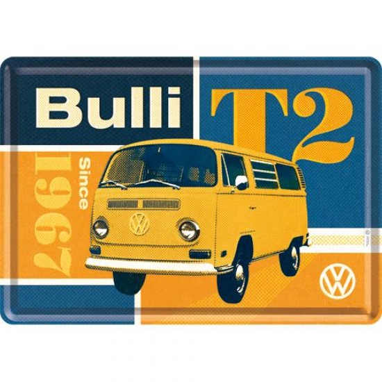 Placa metalica - VW T2 Bulli - 10x14 cm