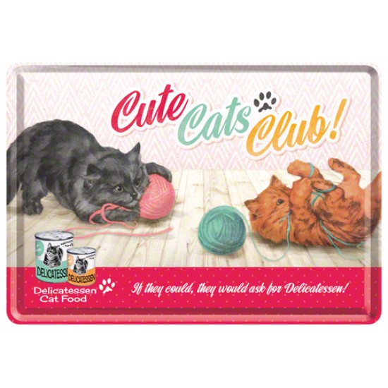 Placa metalica - Cute Cats Club - 10x14 cm