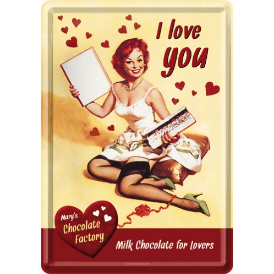 Placa metalica - I love you chocolate! - 10x14 cm