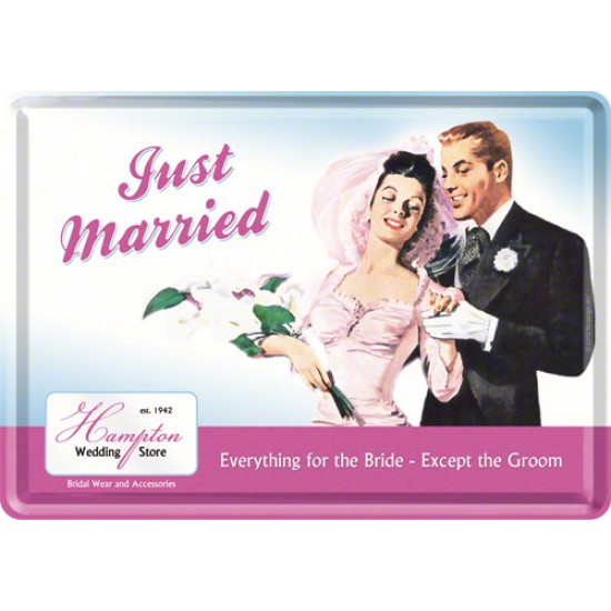 Placa metalica - Just Married - 10x14 cm