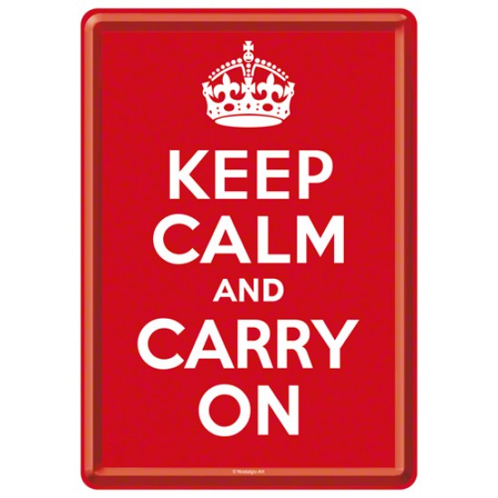 Placa metalica - Keep Calm and Carry On - 10x14 cm