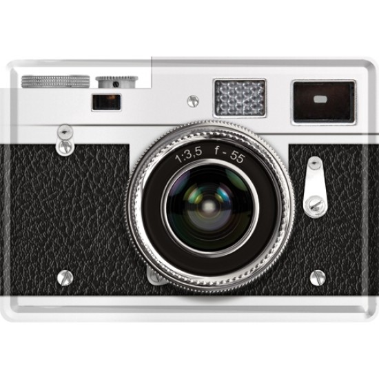 Placa metalica - Retro Camera - 10x14 cm