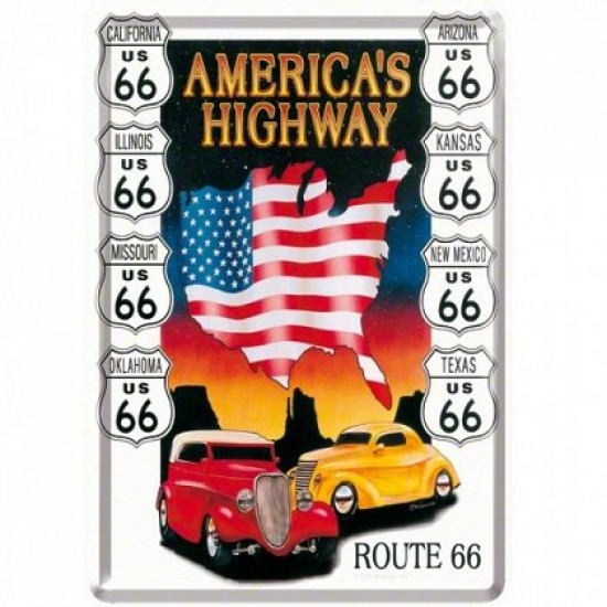 Placa metalica - America's Highways- 10x14 cm